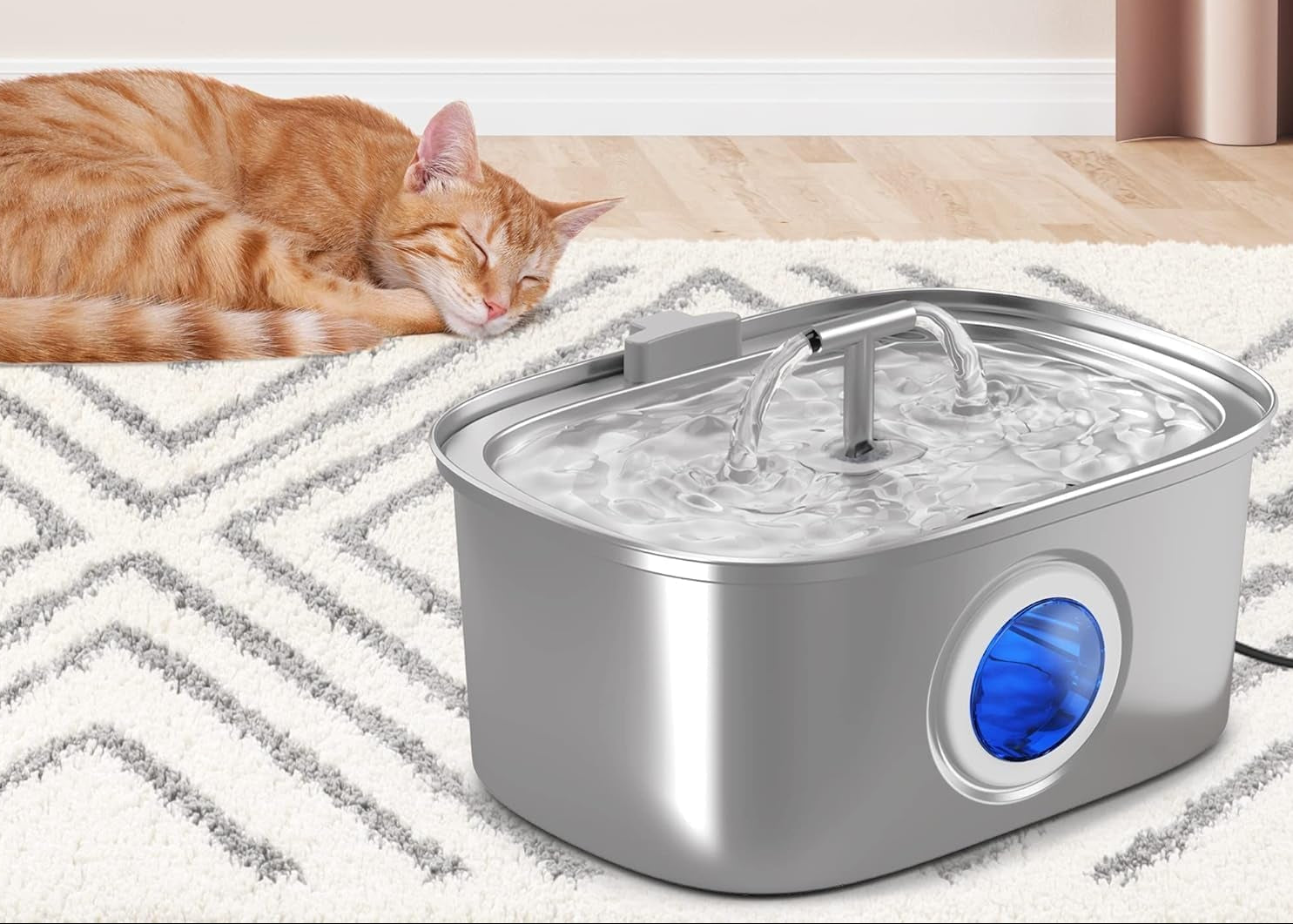 Premium Stainless Steel Cat Water Fountain - 108Oz/3.2L Automatic Pet Dispenser with Water Level Window, Perfect for Cats and Dogs