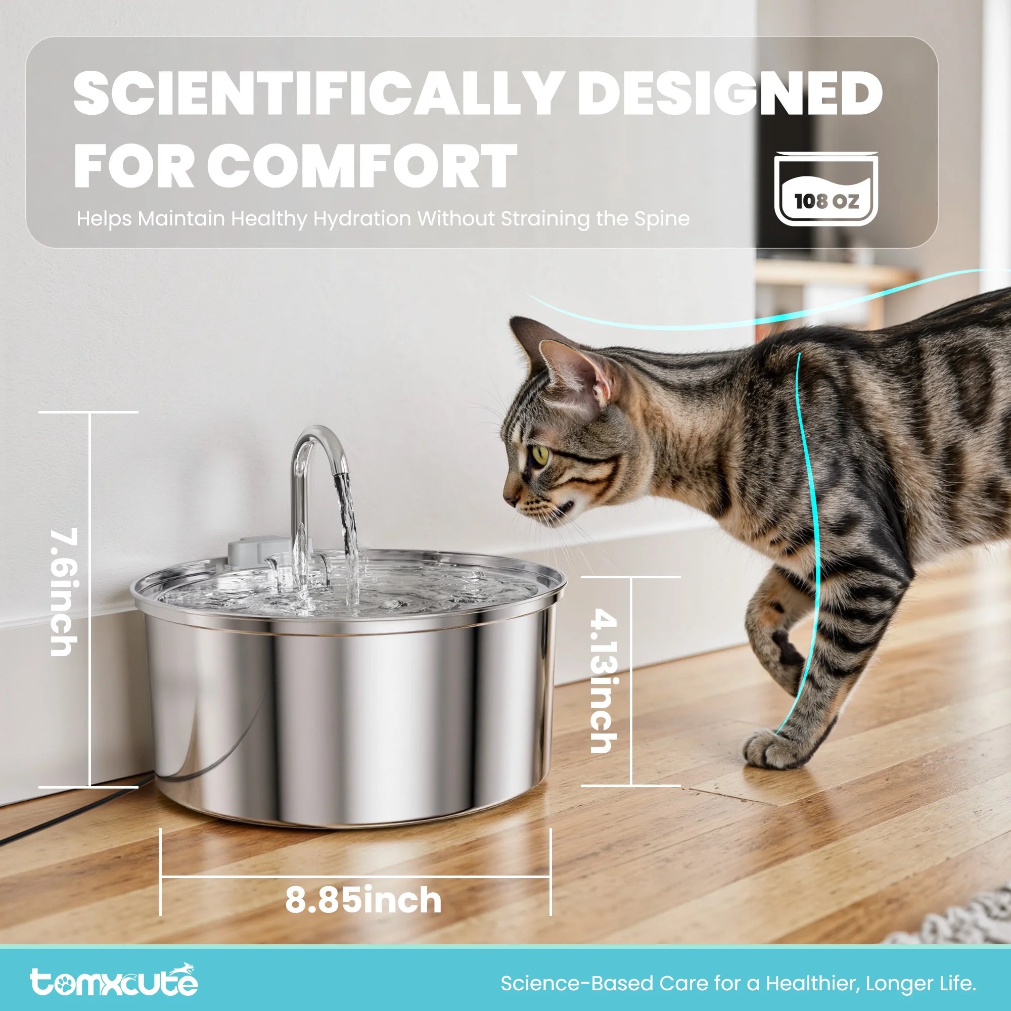 Elevate Your Pet's Hydration with the 3.2L Stainless Steel Cat Water Fountain - Ultra-Quiet, Dishwasher Safe, and Perfect for Multi-Pet Homes!