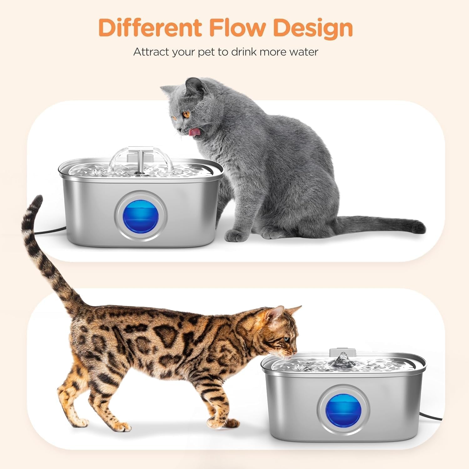Premium Stainless Steel Cat Water Fountain - 108Oz/3.2L Automatic Pet Dispenser with Water Level Window, Perfect for Cats and Dogs