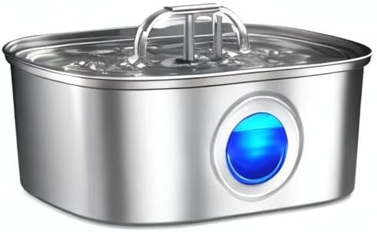 Premium Stainless Steel Cat Water Fountain - 108Oz/3.2L Automatic Pet Dispenser with Water Level Window, Perfect for Cats and Dogs